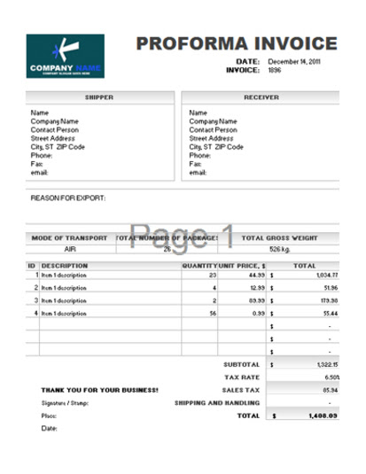Free Of Charge Invoice Sample