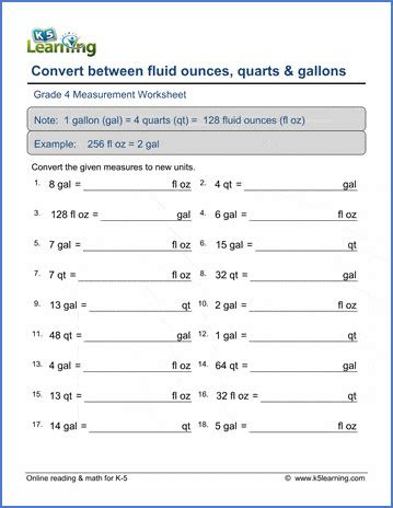  grade 4 measurement worksheets free printable k5 learning