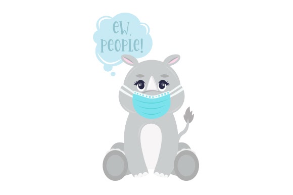 Download Download Rhino Wearing a Face Mask SVG File Compatible with Cameo Silhouette Studio, Cricut and other cutting machines for any crafting projects.