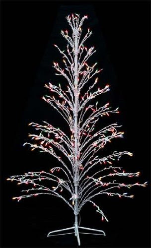 6' White Lighted Christmas Twig Tree Outdoor Yard Art Decoration - Multi Lights