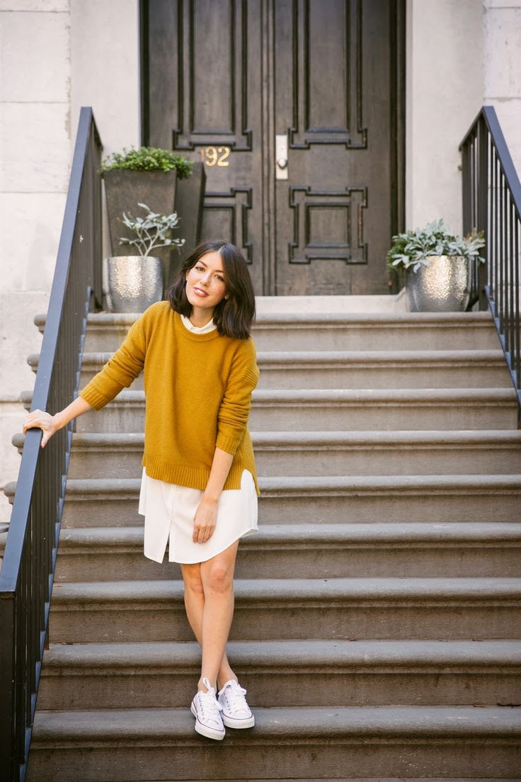 Shirt Dress, Sweater, Converse