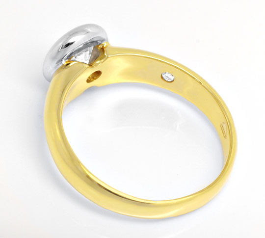 Original-Foto 3, DIAMANT-EINKARÄTER-SOLITÄR-RING 18K BICOLOR LUXUS! NEU!