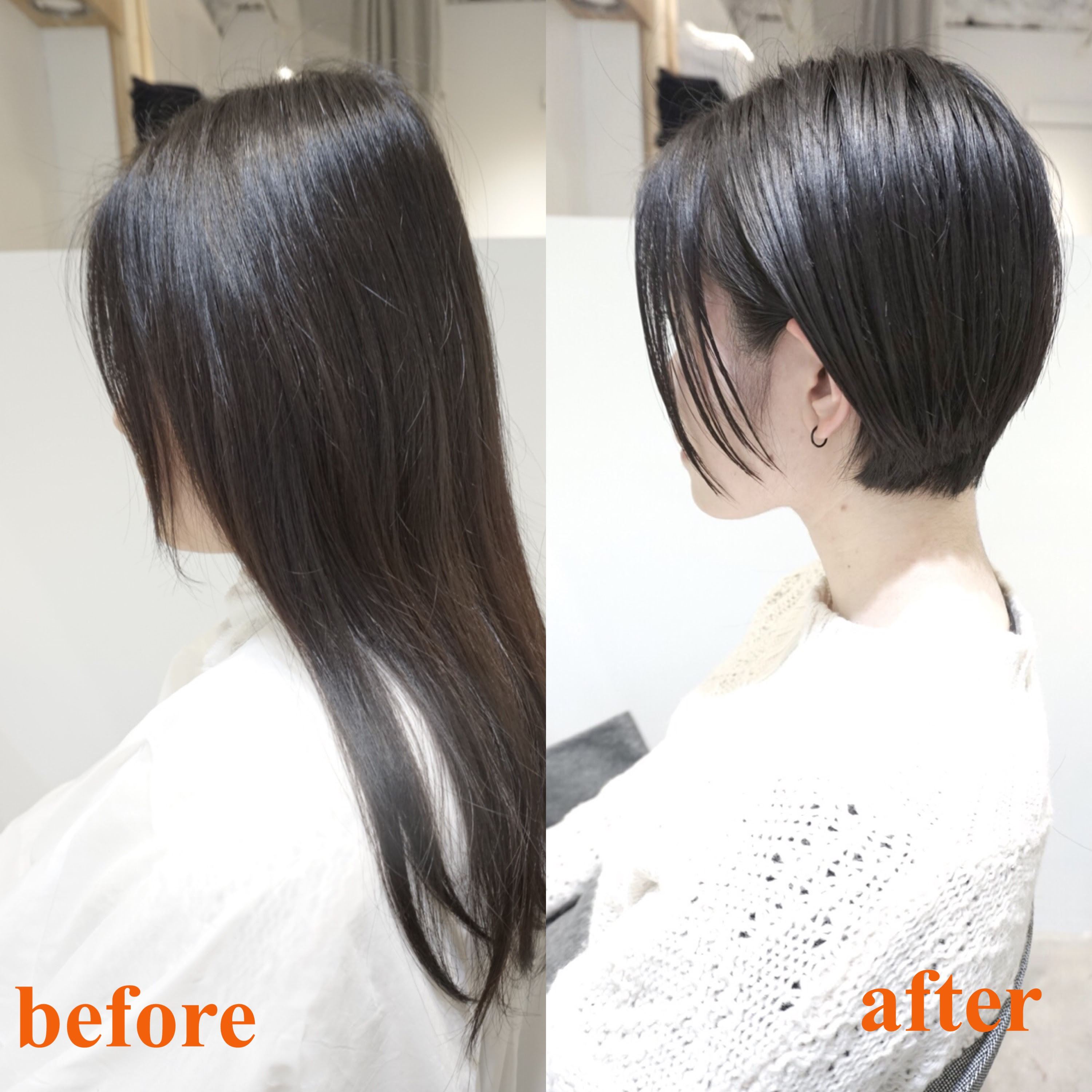 ロングからショートやショートボブにバッサリと 渋谷の美容室で前髪なしのショートボブに Percent パーセント 神宮前 渋谷 神南エリアの大人のための美容室