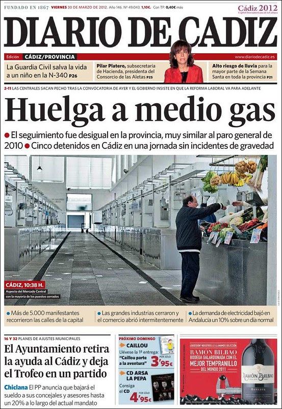 Portada 29M Diario de Cádiz