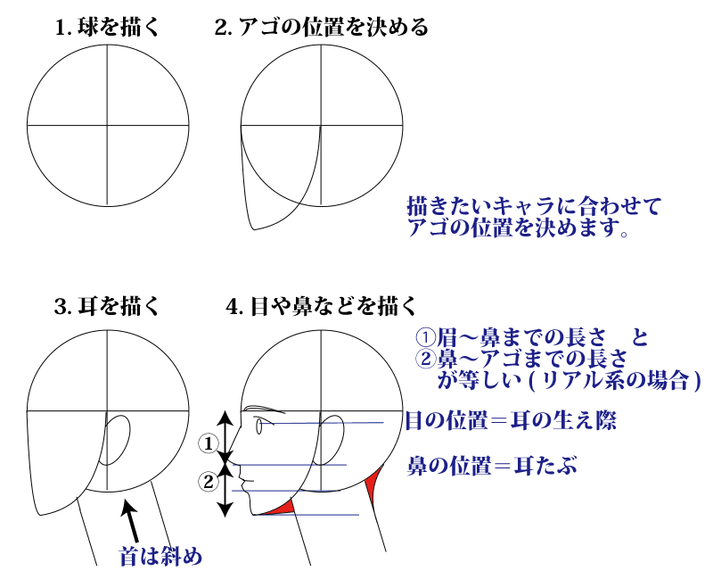 イラスト体験講座 顔の描き方 側面 エンジョウジの道具箱