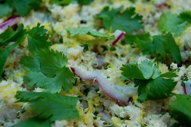 Lemon-scented quinoa with tahini and chickpeas