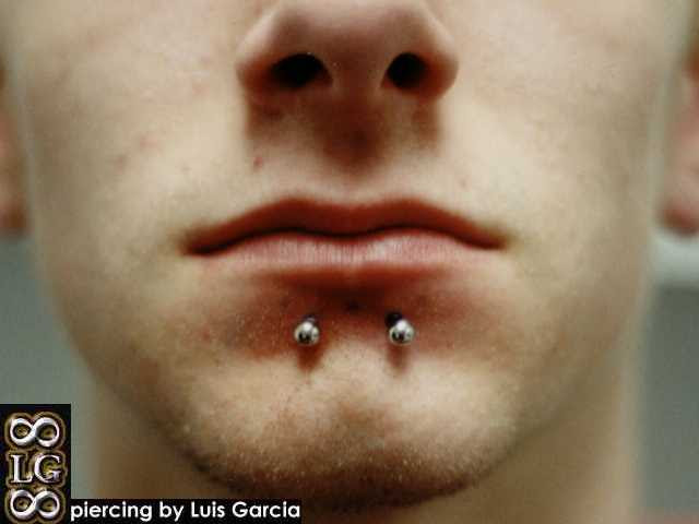double labret piercing. Double low labret piercings