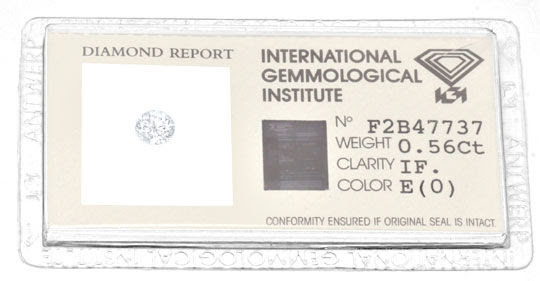 Originalfoto TOP-BRILLANT GUTACHTEN-IGI 0.56 LUPENREIN RIVER! JUWEL!