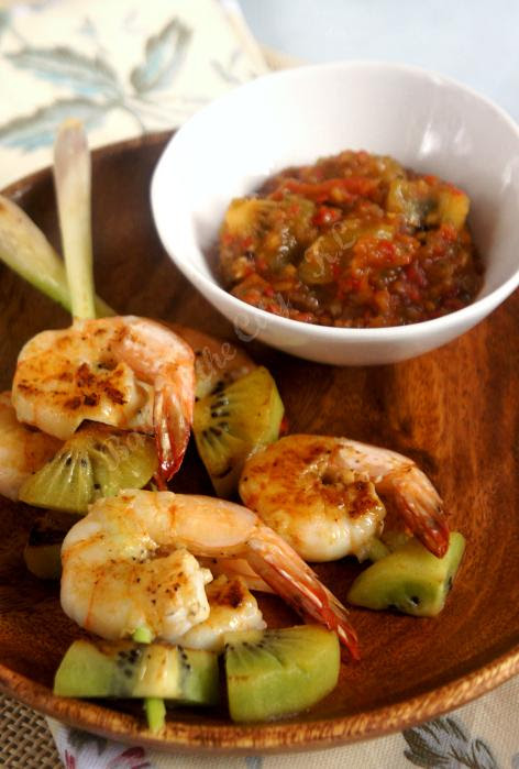 Day 10 Kiwi Sambal with Grilled Prawns