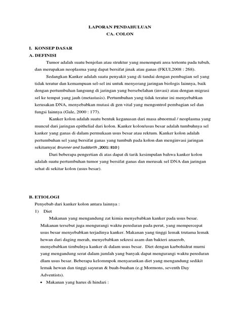Laporan Pendahuluan CA. Colon