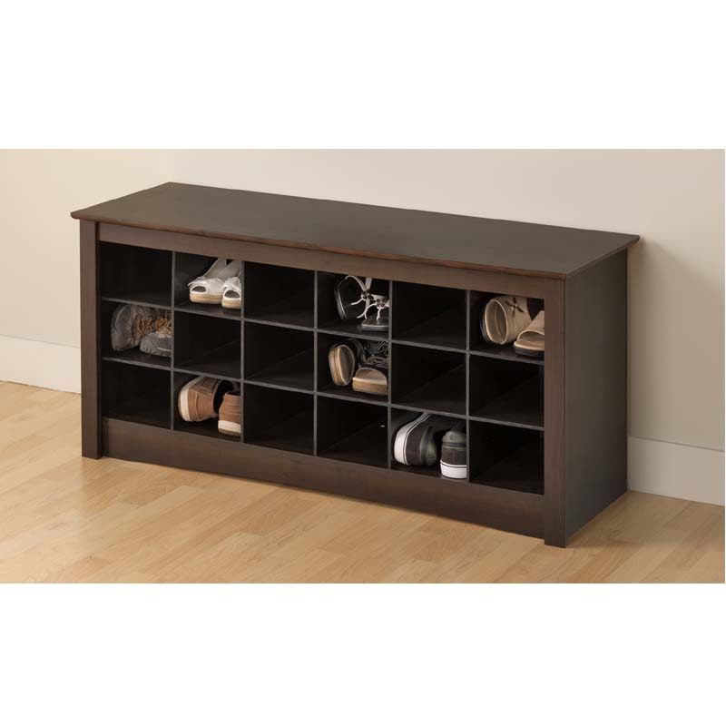 Prepac Entryway Shoe Storage Cubbie Bench Espresso ESS-4824