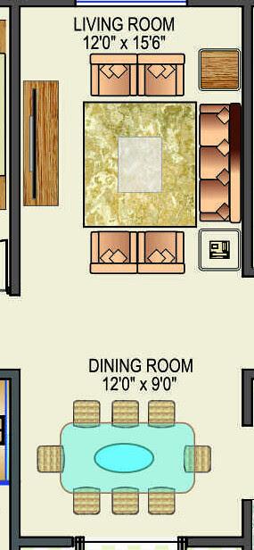 12'x9' Dining 12'x15'6" Living in 151 Lakhs Rs. 3.5 BHK Flat in Crosswinds Baner Pune