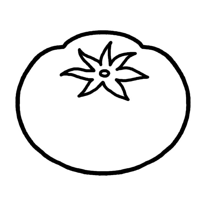 トマト 白黒 野菜 食べ物 無料イラスト素材