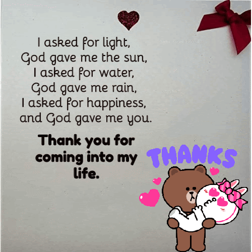 Thank You For Coming Into My Life Free For Your Love Ecards 123 Greetings