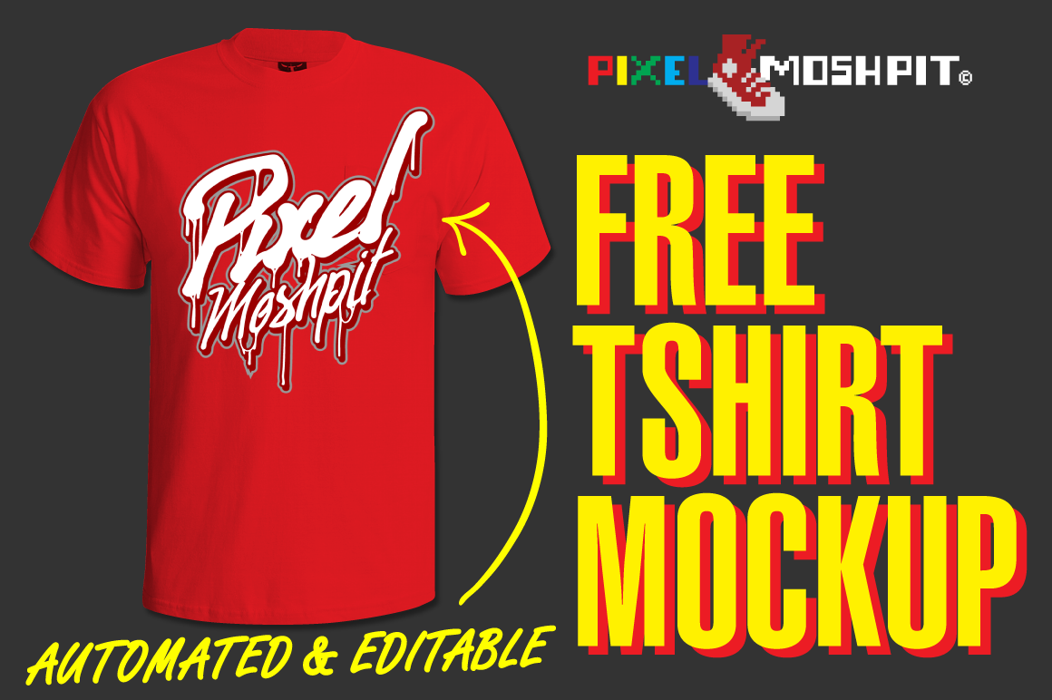 Download Free Editable Vector TShirt Mockup - Pixel Moshpit