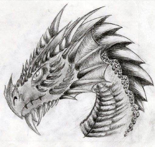 how to draw a dragon head