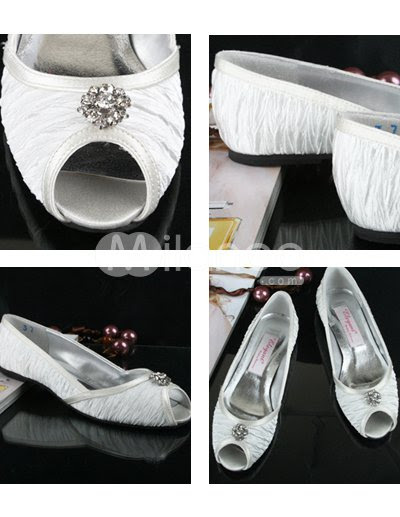 Wedding Shoes Peep on White Flat Peep Toe Pleated Satin Wedding Shoes Milanoo Com
