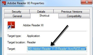 application target path