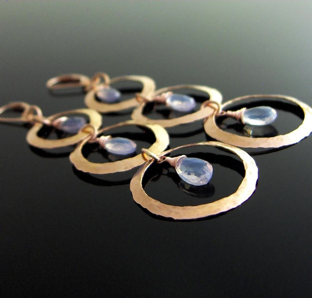 Violet Scapolite and 14k Rose Gold Earrings