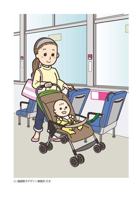 バス乗車時のベビーカー利用案内イラスト カワモトトモカ Illust Works