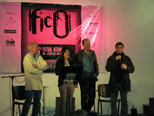 Eduardo Calcagno, Pablo Ratto y Gustavo Garzón en la premiación del Fico 2009