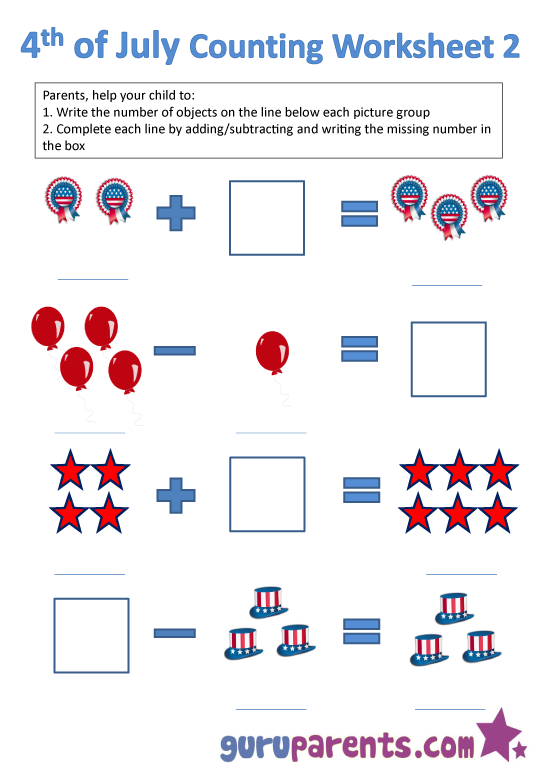 4th of july worksheets guruparents