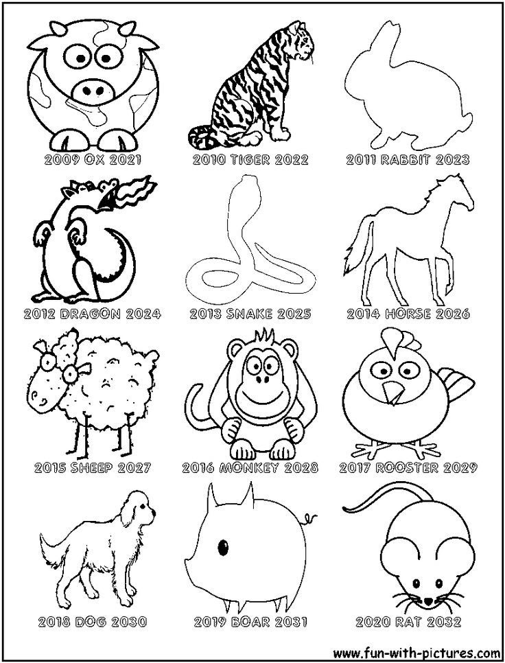 Chinese New Year Animals Colouring Pages Clip Art Library