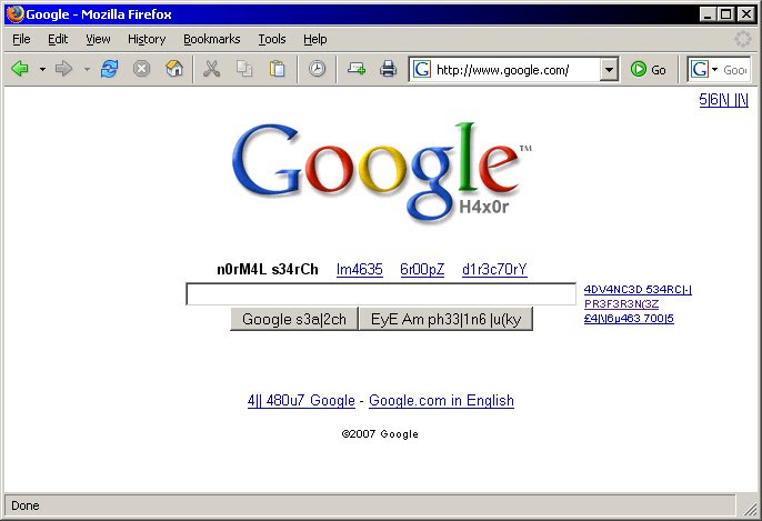 google 1337. Google displayed as a quot;1337