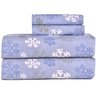Pointehaven Snow Flake Flannel Sheet Set | Overstock.com Shopping 