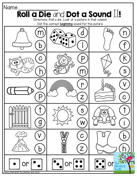 Students match letters representing the beginning sound of words to pictures. roll a die and dot or color the beginning sound tons of hands on