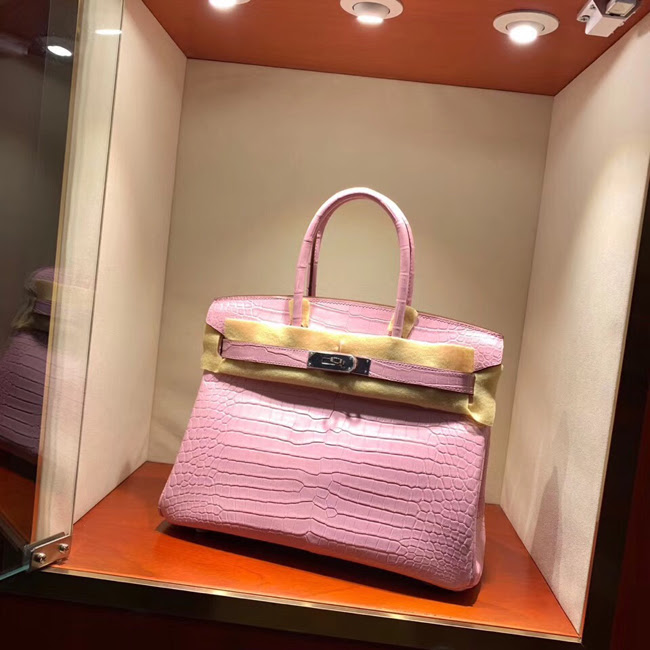 エルメス バーキン30 ピンク クロコダイル ニロティカスマット シルバー金具