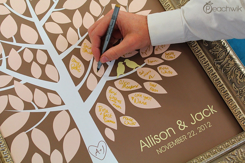 Wedding Guest Book Alternative - The Wishwik Tree - A Peachwik Interactive Art Print - 100 guest sign in