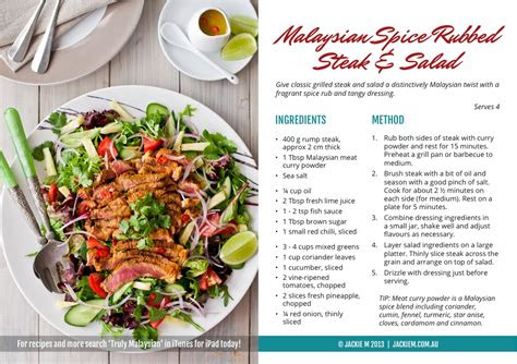 jackie  recipe card  malaysian spice rubbed steak