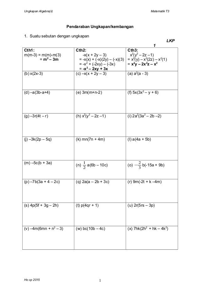 Latihan Matematik Tingkatan 2 Kembangan / 2 1 1 2 1 2 Kembangan Dua