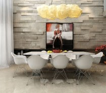 Extruded feature walls provide a dramatic backdrop.