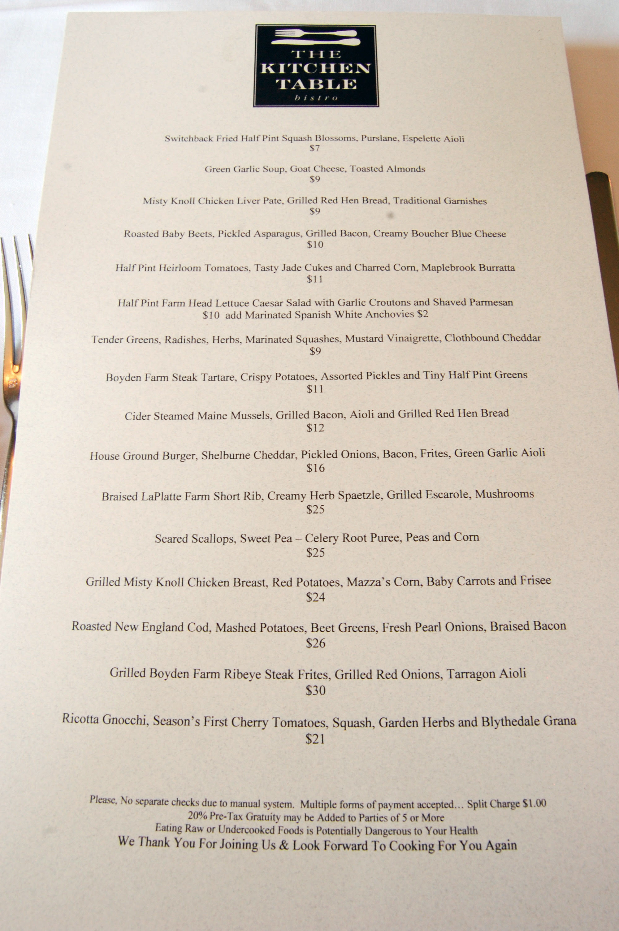 The Kitchen Table Bistro – Richmond, VT | eat a duck | purveyors ...