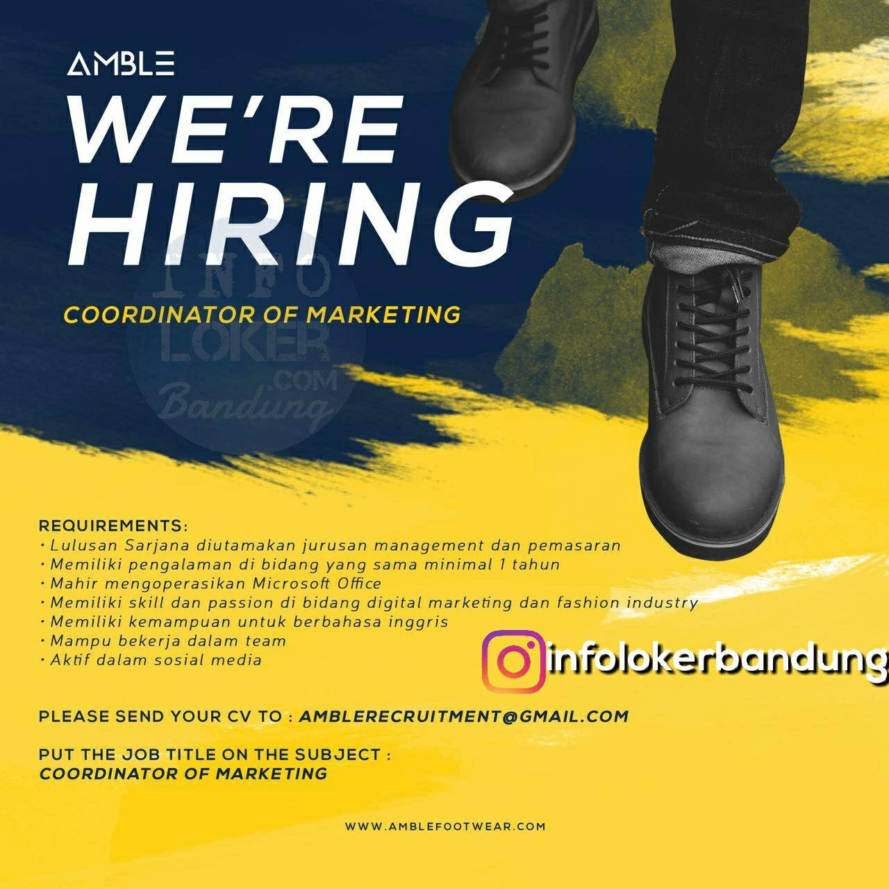 Lowongan Kerja Amble Footwear Bandung November 2017