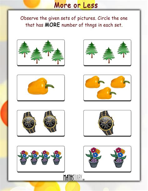  more or less math worksheets mathsdiarycom