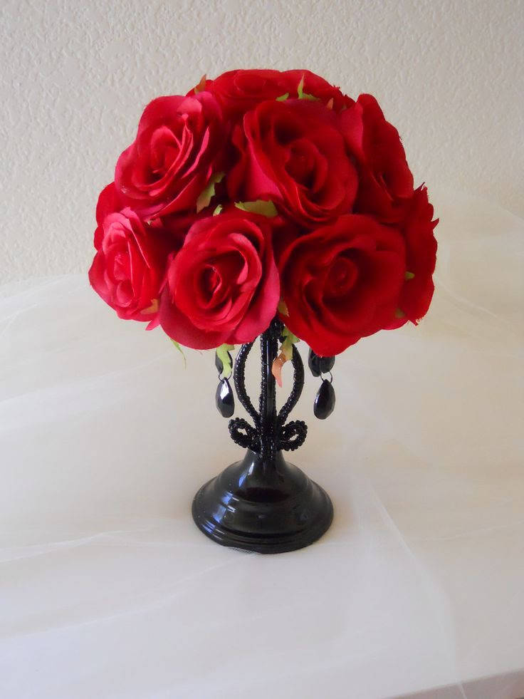 Gothic Red and Black Wedding Centerpiece / Reception
