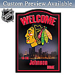 Chicago Blackhawks Welcome Sign Personalized With Name