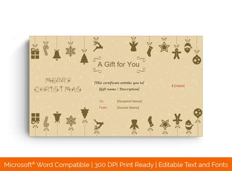  34 printable christmas gift certificate and voucher templates in word