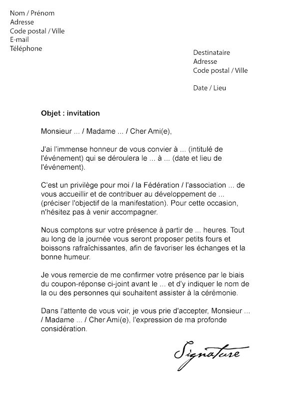 Lettre d'invitation Officielle - Modèle de Lettre
