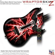 Lightning Red Skin fits Band Hero, Guitar Hero 5 & World Tour Guitars for XBOX 360 & PS3 (GUITAR NOT INCLUDED) by WraptorSkinz