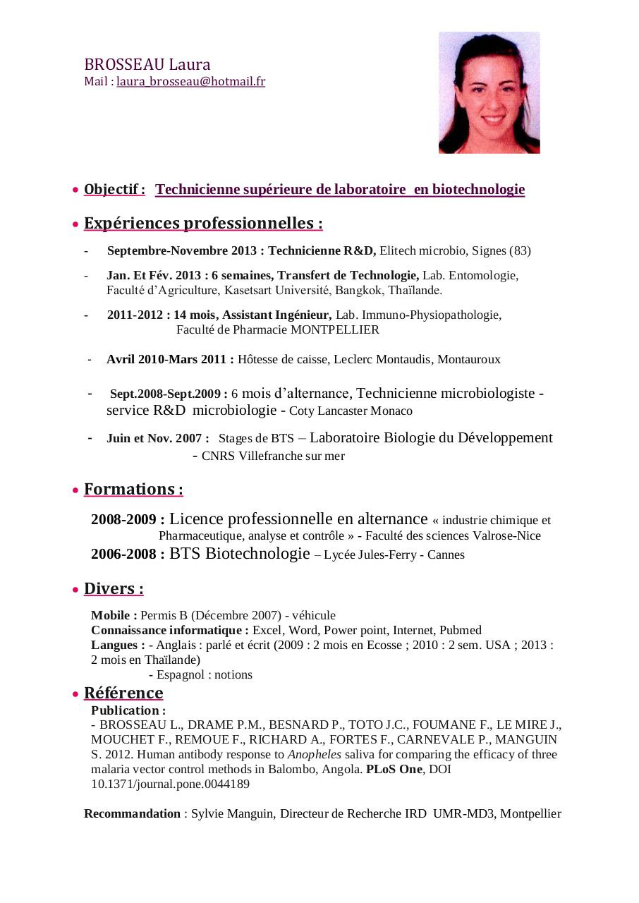 Curriculum vitae par Laura - CV BROSSEAU Laura 2014 f pdf 