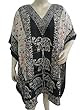 Bohemian Kaftan Black Elephant Printed Resort Wear Poncho Caftan Dress Bohemian Kaftan Black Elephant Printed Resort Wear Poncho Caftan Dress