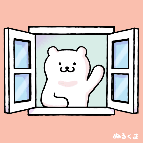 窓からこんにちはと挨拶しているイラスト かわいい無料イラスト素材