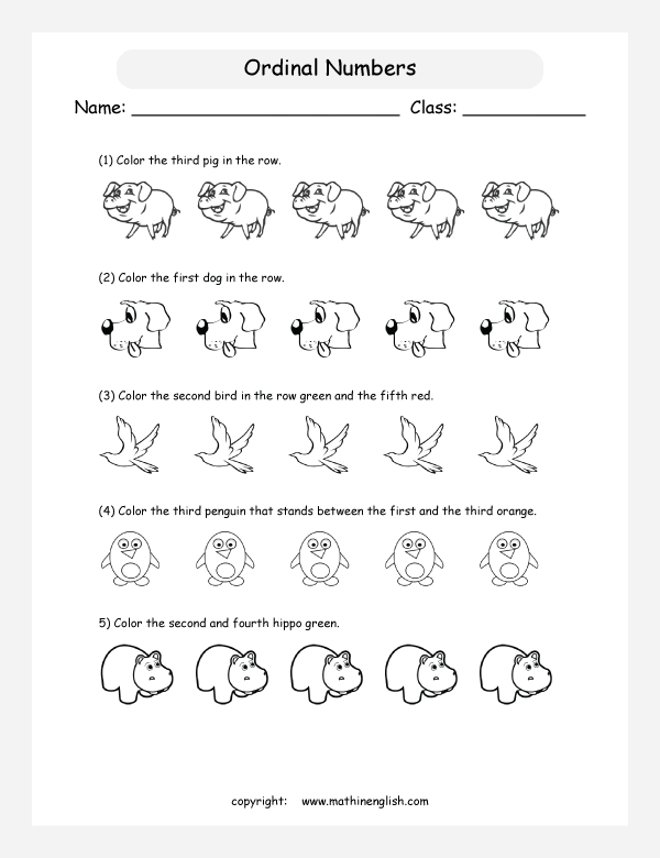 numbers worksheets grade 1, ordinal numbers, elementary