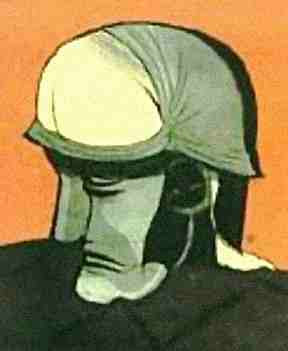 soldier and bending man