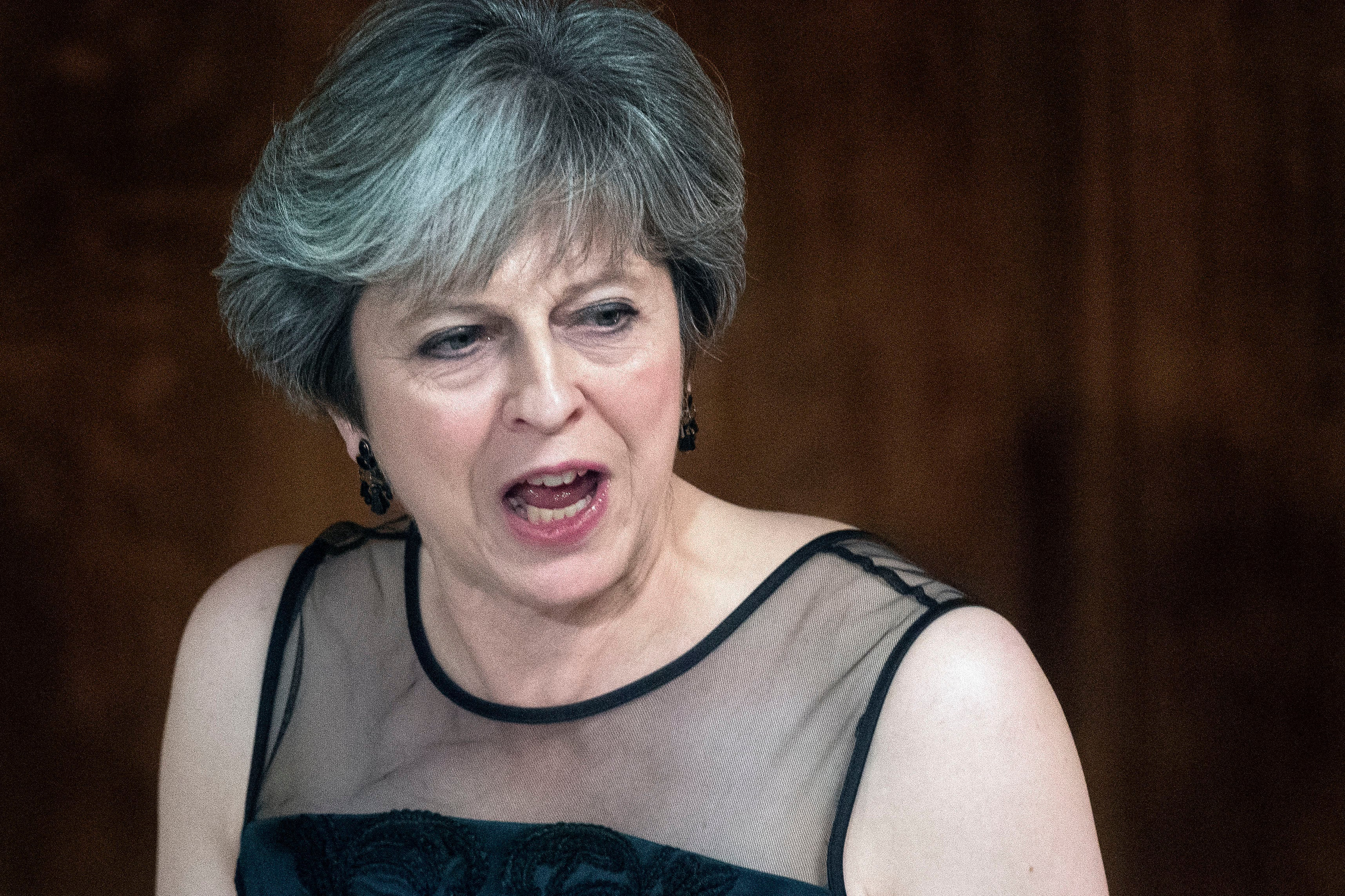 Theresa May addressing the Lord Mayor&rsquo;s Banquet at the City of London&rsquo;s Guildhall