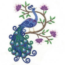 table Design mockup Peacock Embroidery runner Jacobean